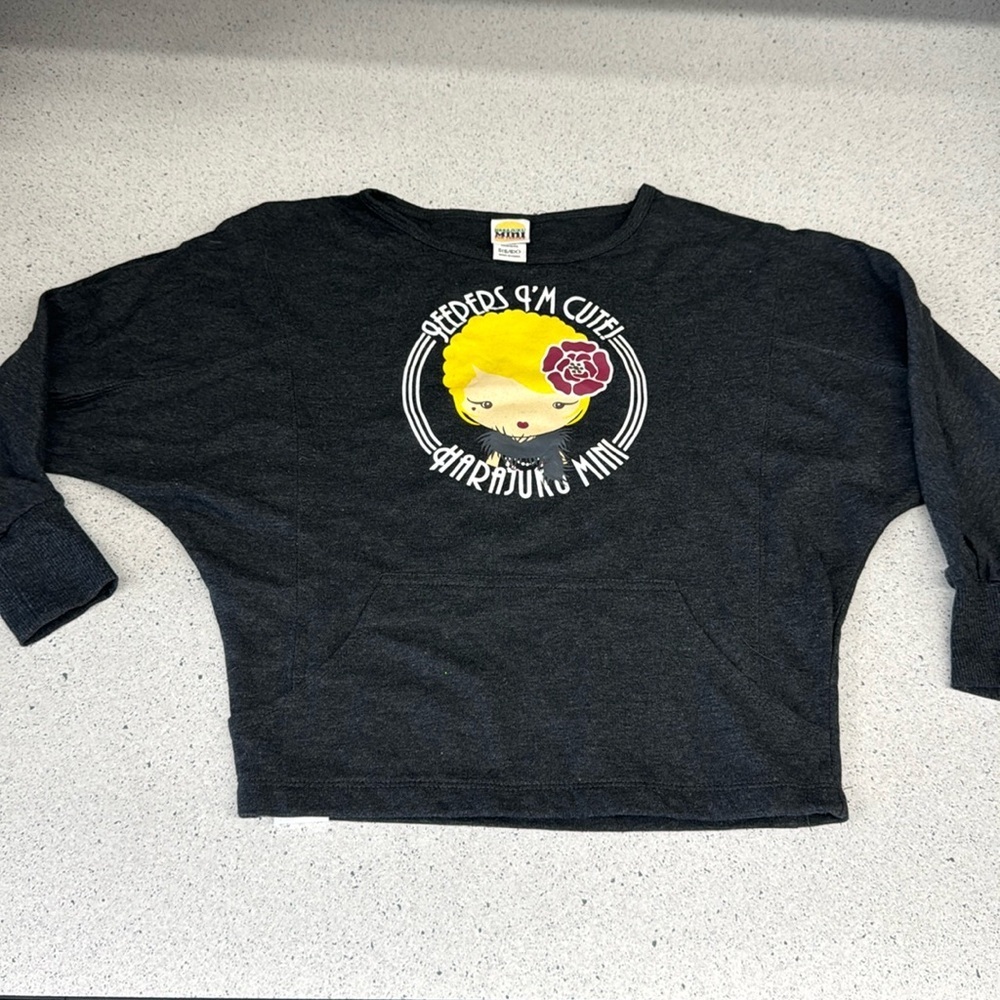 GWEN STEFANI HARAJUKU MINI GRAy DOLMAN SLEEVE T-SHIRT TOP GRAPHIC TEE GIRLS 6